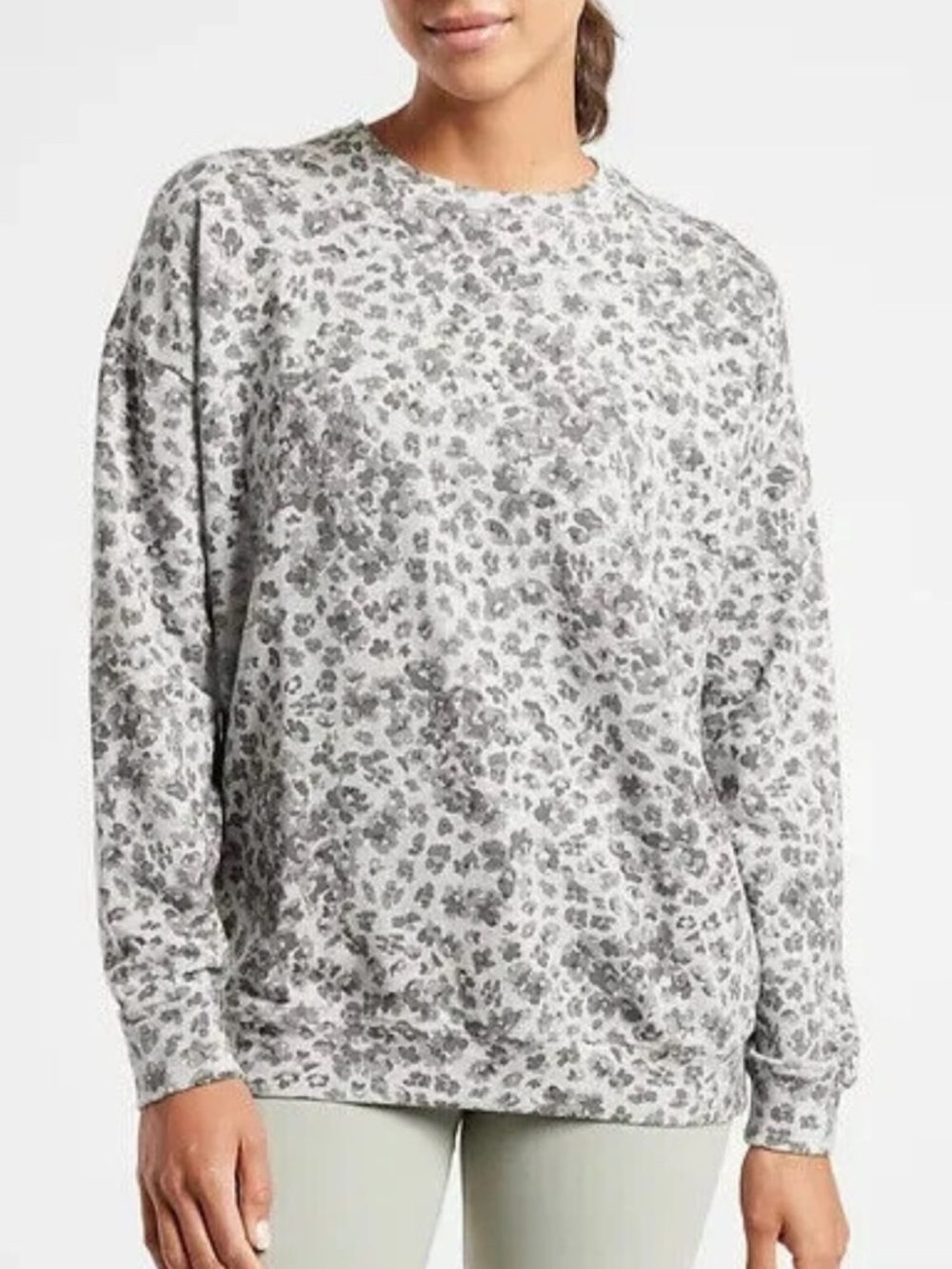 Athleta Studio to Street Splatter Sweatshirt Top Women's Size XS Gray Soft Cozy - Picture 1 of 10
